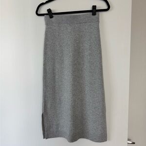 Halogen Light Gray Wool Maxi Skirt